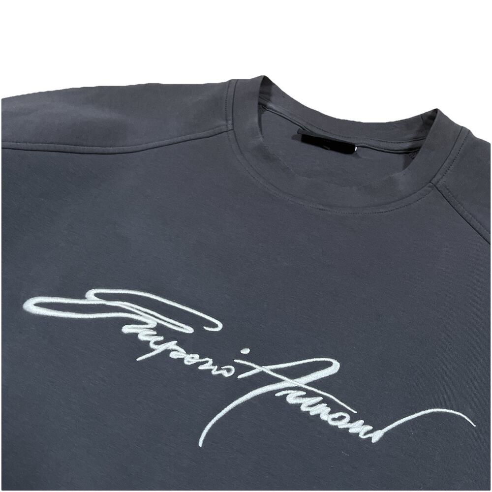 Emporio Armani Signature Crewneck Sweatshirt Grey Sweater Logo 3XL Casual
